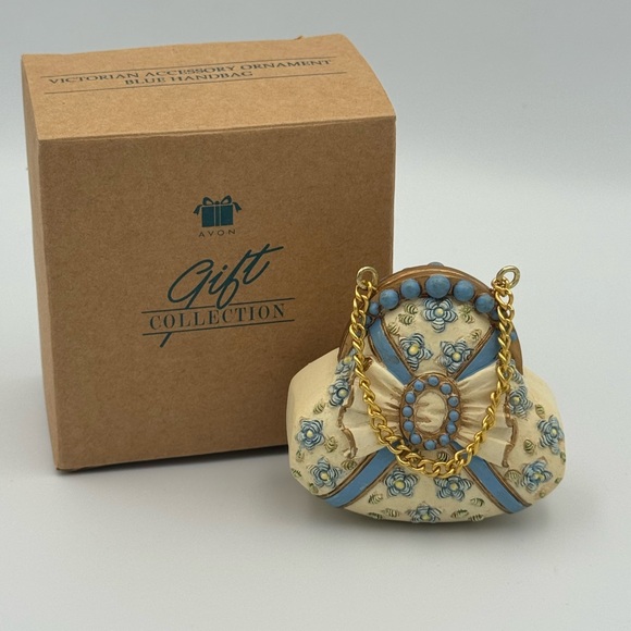 Avon Other - Vintage Avon Gift Collection Victorian Purse Ornament Blue‎ White Gold Handbag